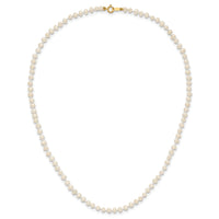 14k 3-4mm White Semi Round Freshwater Cultured Pearl Necklace-XF450-14