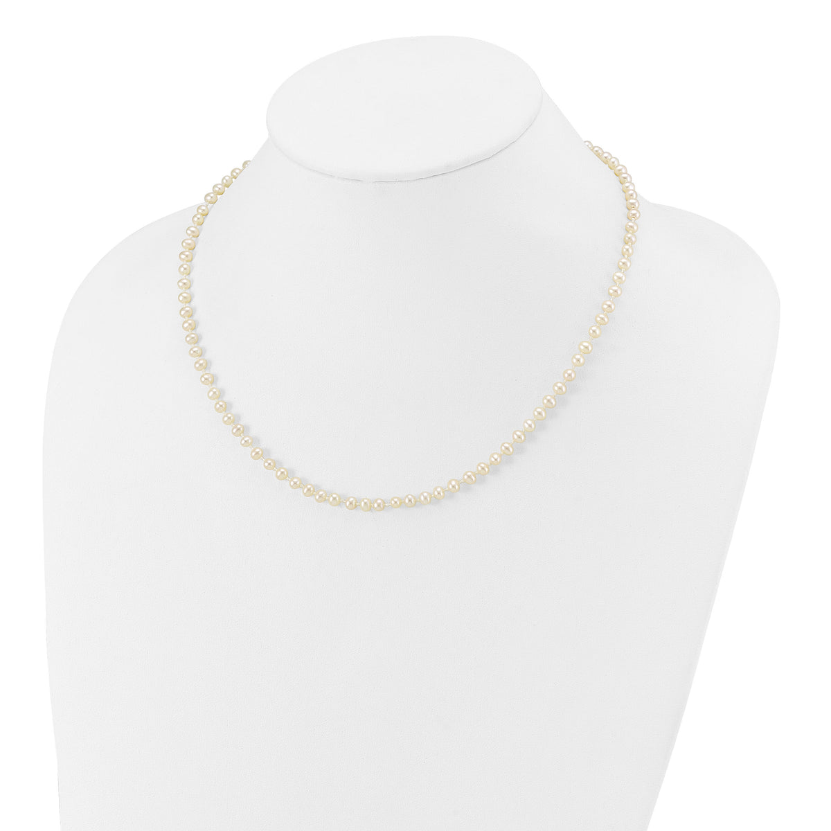 14k 3-4mm White Semi Round Freshwater Cultured Pearl Necklace-XF450-16