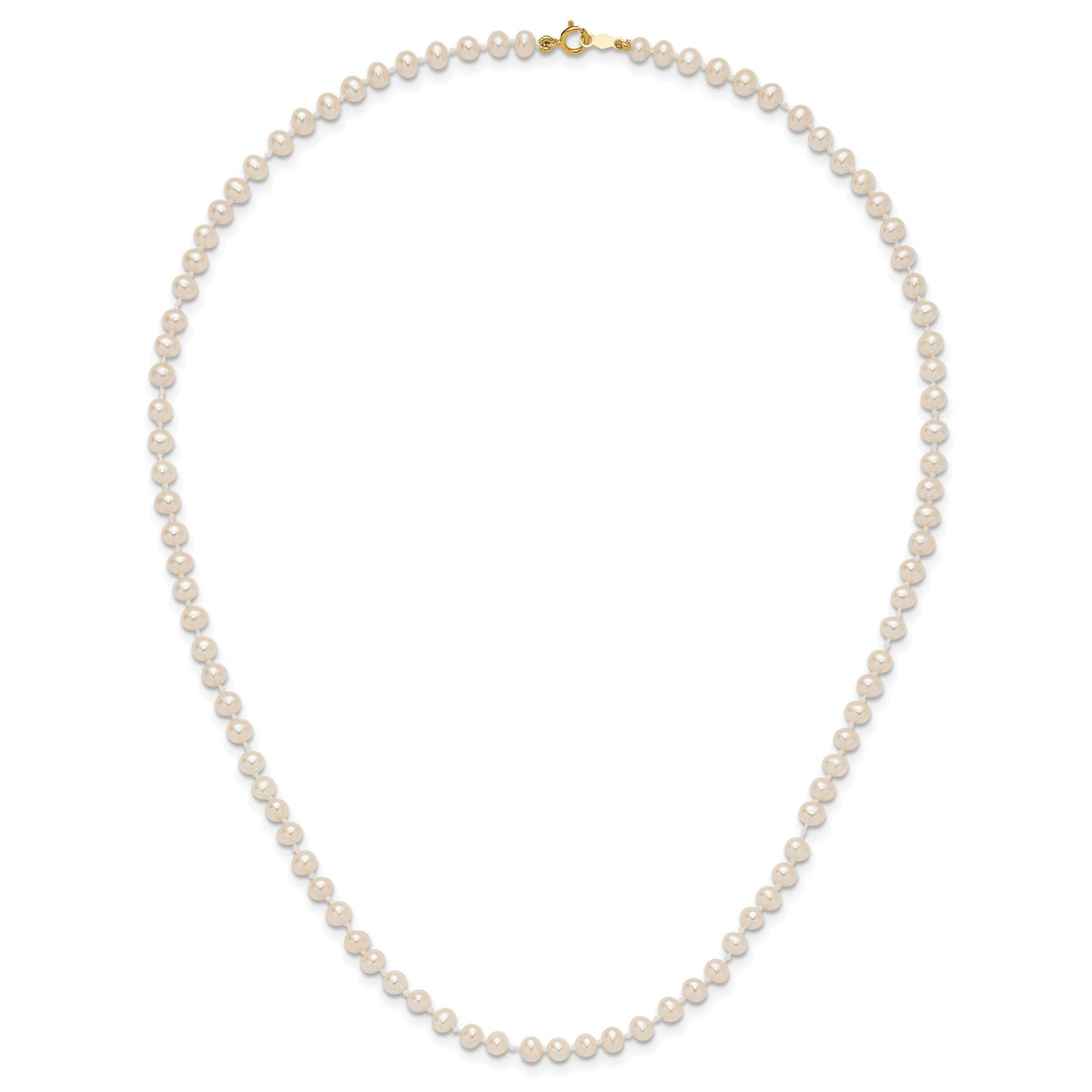 14k 3-4mm White Semi Round Freshwater Cultured Pearl Necklace-XF450-16
