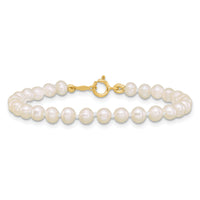 14k 3-4mm White Semi Round Freshwater Cultured Pearl Bracelet-XF450-4