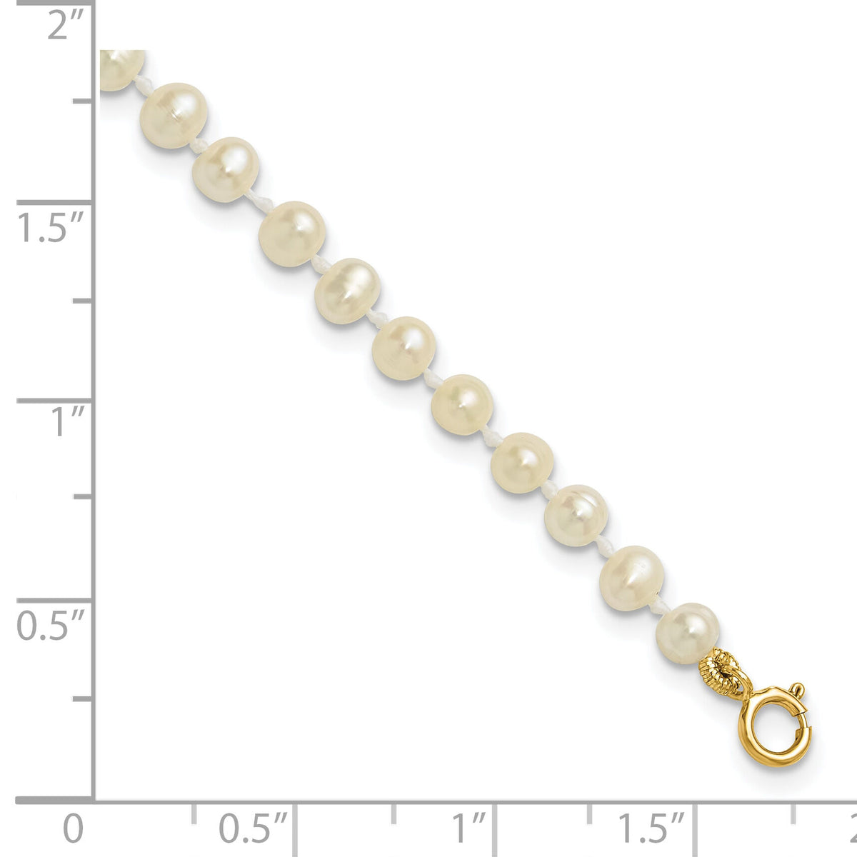 14k 3-4mm White Semi Round Freshwater Cultured Pearl Bracelet-XF450-4