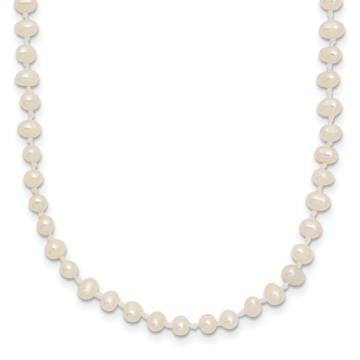 14k 3-4mm White Semi Round Freshwater Cultured Pearl Necklace-XF450-12