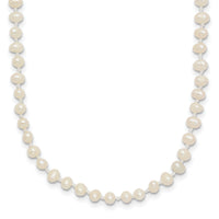14k 3-4mm White Semi Round Freshwater Cultured Pearl Necklace-XF450-12