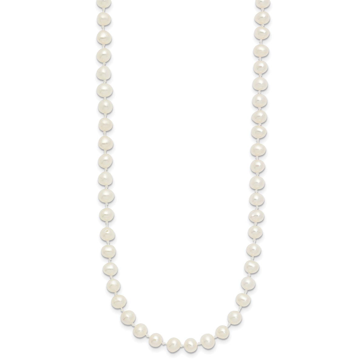 14k 4-5mm White Semi Round Freshwater Cultured Pearl Necklace-XF451-16