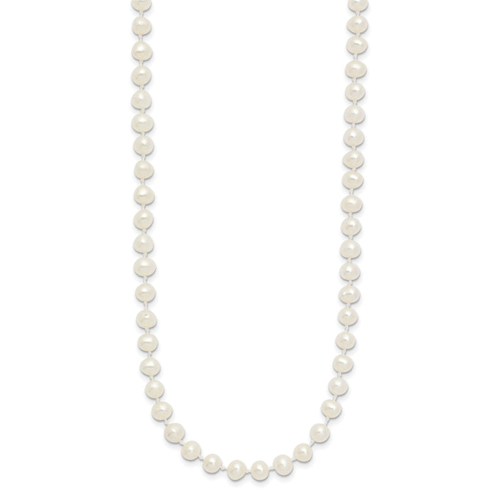14k 4-5mm White Semi Round Freshwater Cultured Pearl Necklace-XF451-16