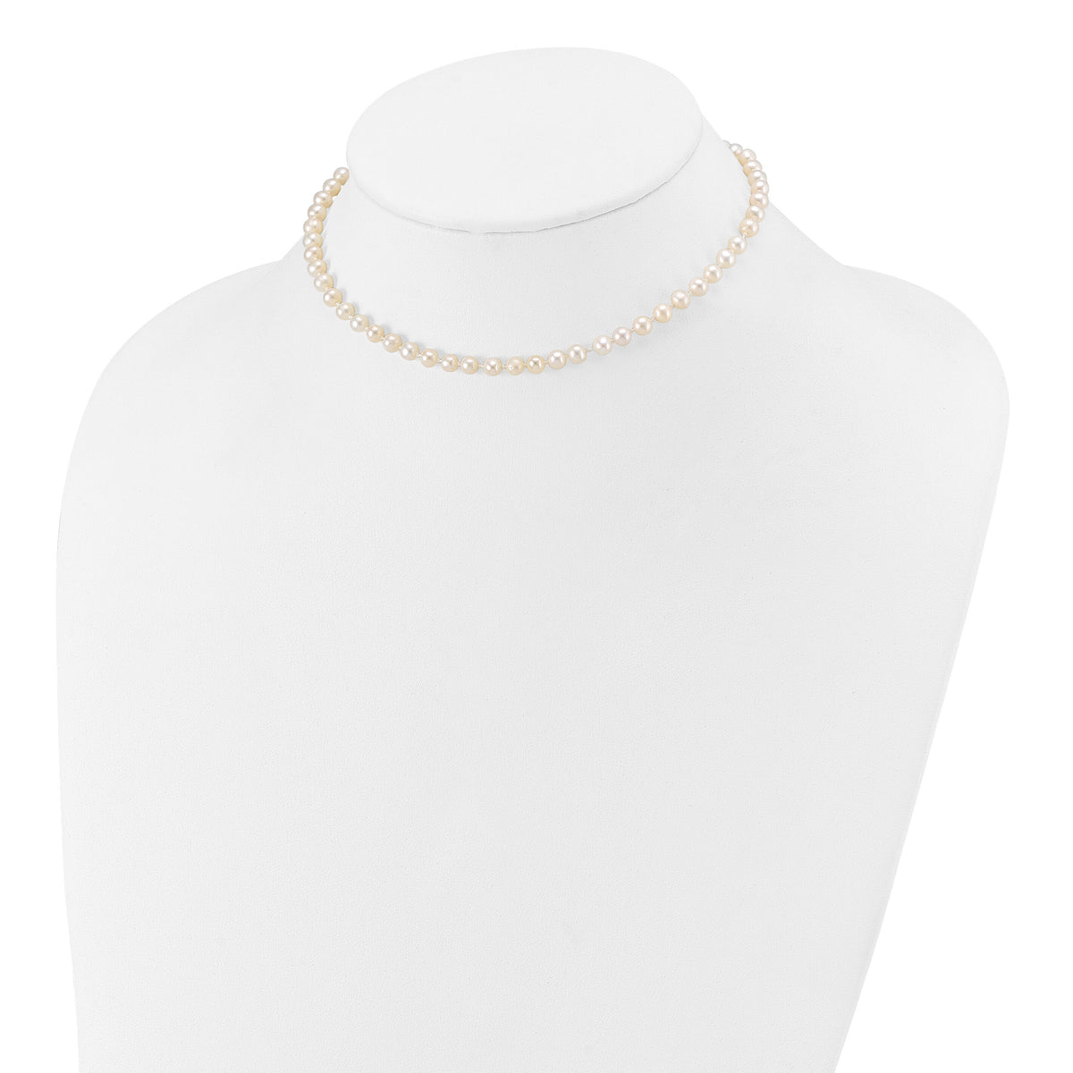 14k 4-5mm White Semi Round Freshwater Cultured Pearl Necklace-XF451-12