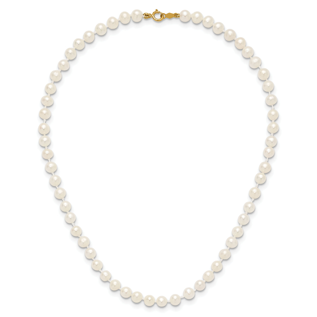 14k 4-5mm White Semi Round Freshwater Cultured Pearl Necklace-XF451-12