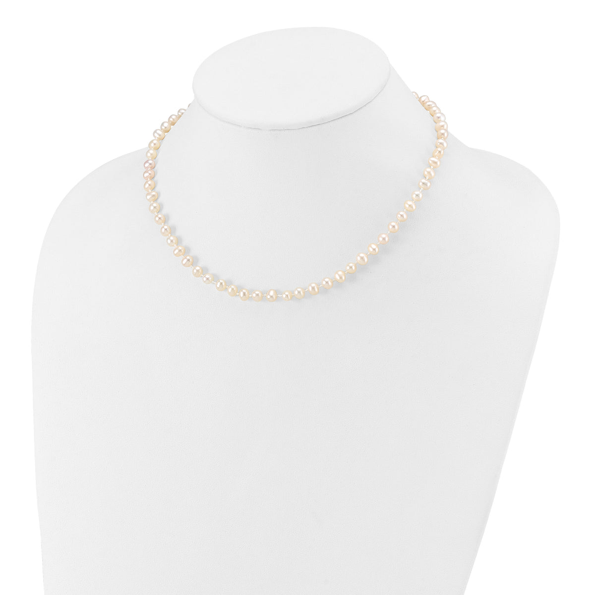 14k 4-5mm White Semi Round Freshwater Cultured Pearl Necklace-XF451-14