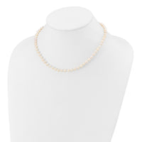 14k 4-5mm White Semi Round Freshwater Cultured Pearl Necklace-XF451-14