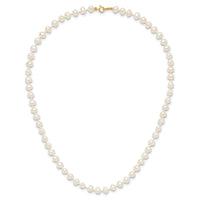 14k 4-5mm White Semi Round Freshwater Cultured Pearl Necklace-XF451-14