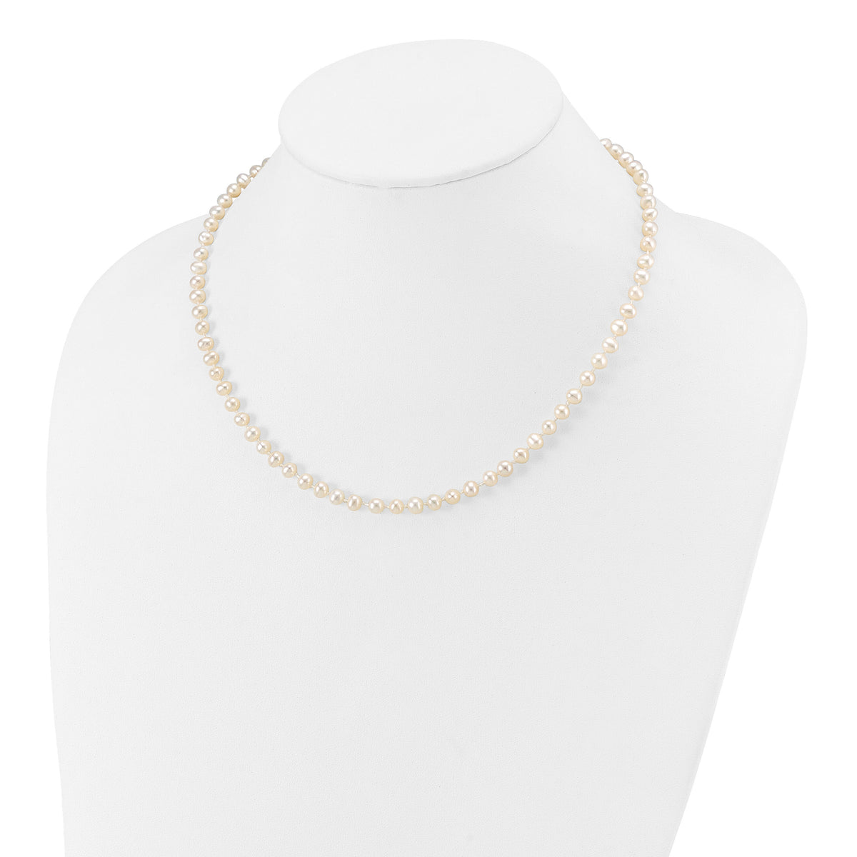 14k 4-5mm White Semi Round Freshwater Cultured Pearl Necklace-XF451-16