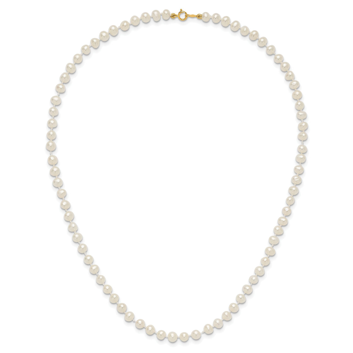 14k 4-5mm White Semi Round Freshwater Cultured Pearl Necklace-XF451-16