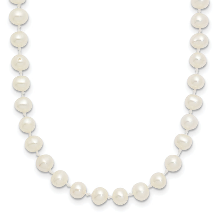 14k 4-5mm White Semi Round Freshwater Cultured Pearl Necklace-XF451-12