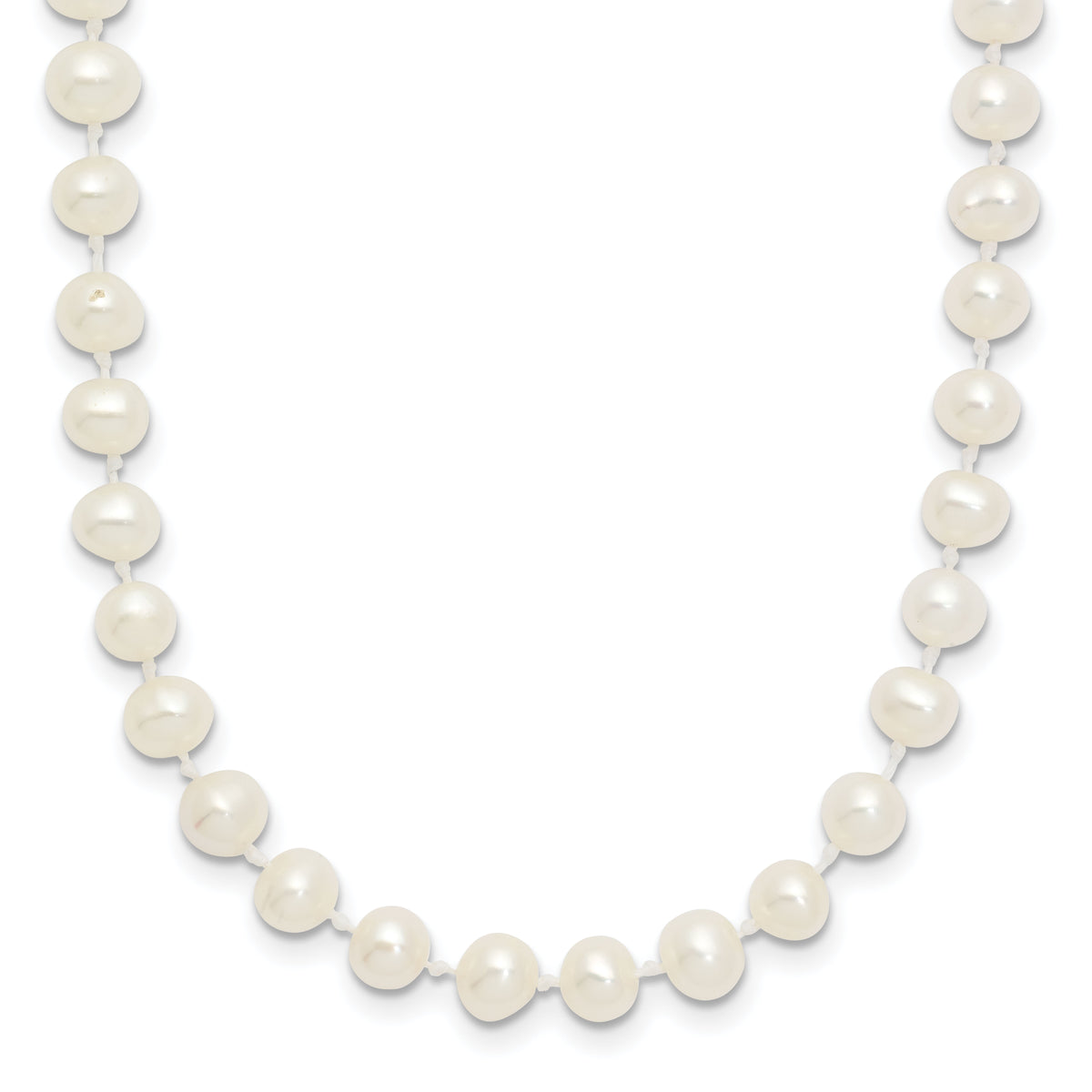 14k 4-5mm White Semi Round Freshwater Cultured Pearl Necklace-XF451-16