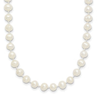 14k 4-5mm White Semi Round Freshwater Cultured Pearl Necklace-XF451-16