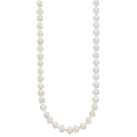 14k 5-6mm White Semi Round Freshwater Cultured Pearl Necklace-XF452-14