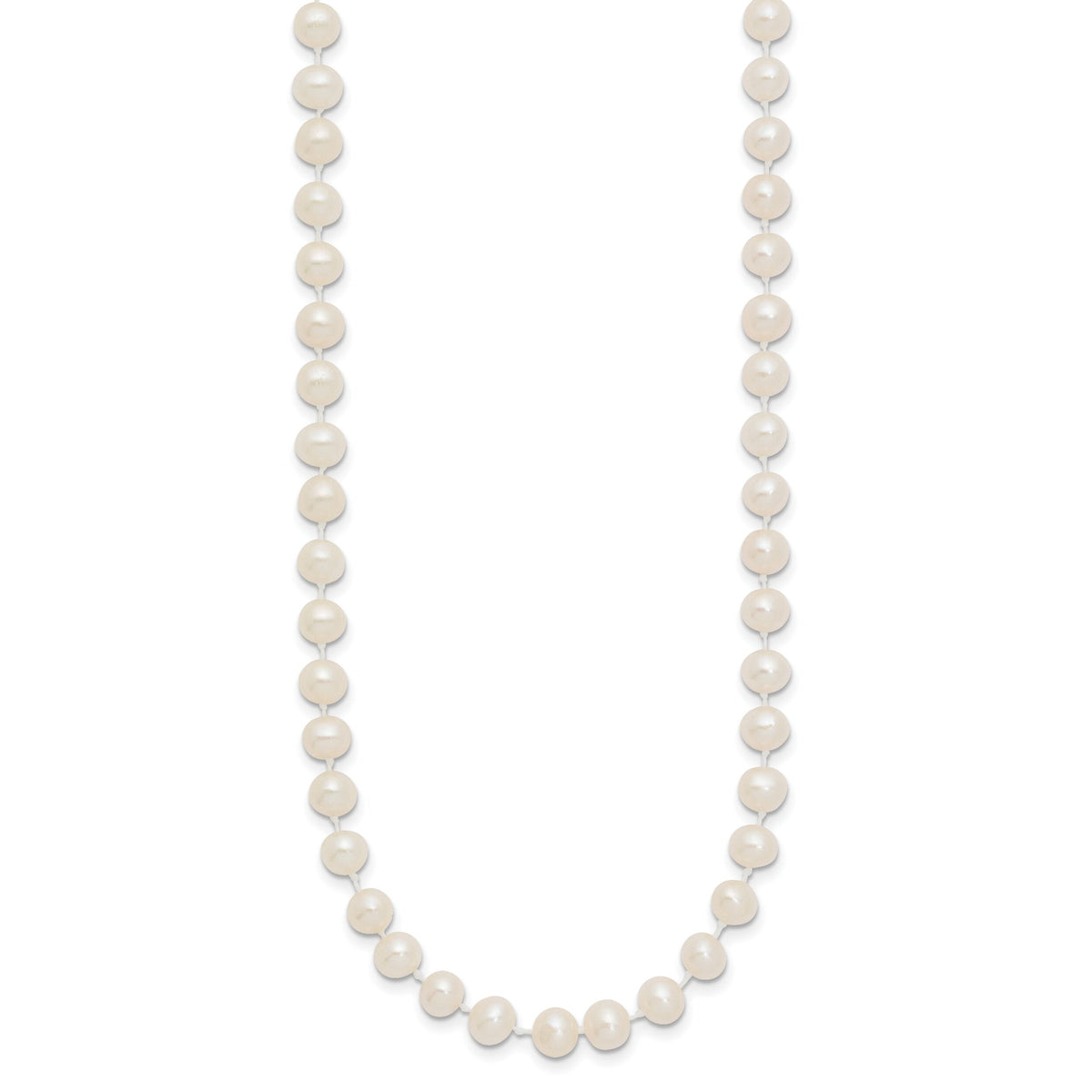14k 5-6mm White Semi Round Freshwater Cultured Pearl Necklace-XF452-16