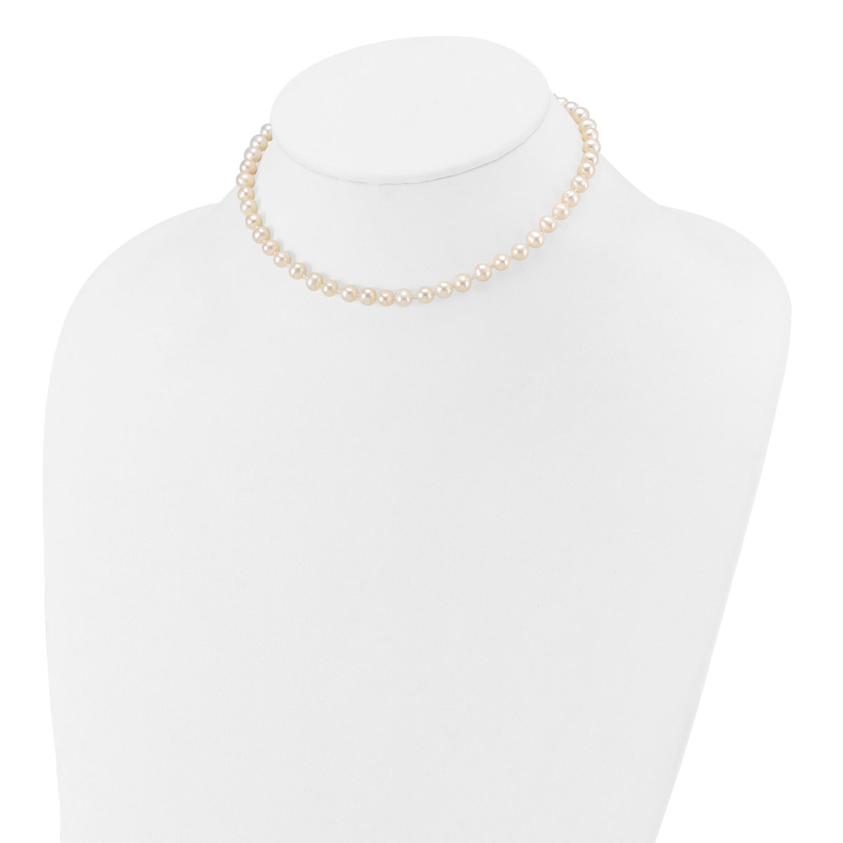 14k 5-6mm White Semi Round Freshwater Cultured Pearl Necklace-XF452-12