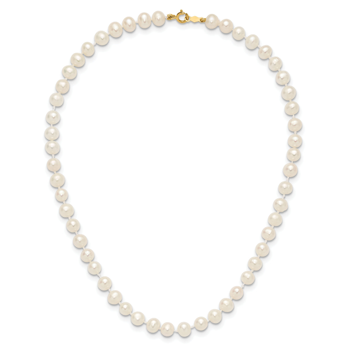 14k 5-6mm White Semi Round Freshwater Cultured Pearl Necklace-XF452-12