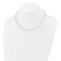 14k 5-6mm White Semi Round Freshwater Cultured Pearl Necklace-XF452-14