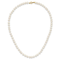 14k 5-6mm White Semi Round Freshwater Cultured Pearl Necklace-XF452-14