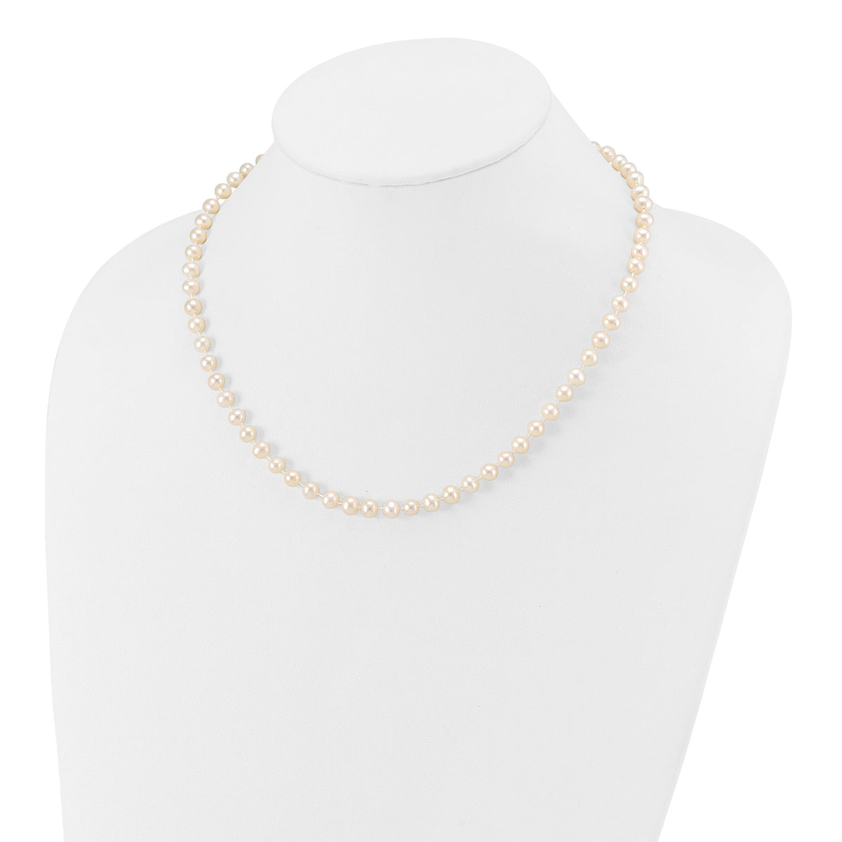 14k 5-6mm White Semi Round Freshwater Cultured Pearl Necklace-XF452-16