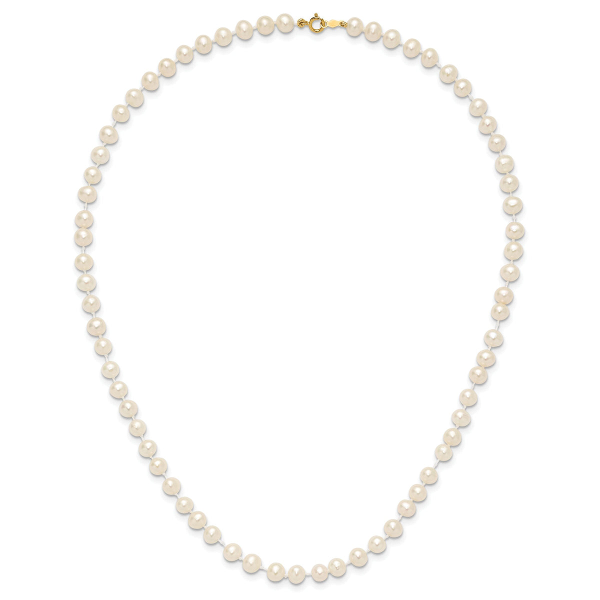 14k 5-6mm White Semi Round Freshwater Cultured Pearl Necklace-XF452-16