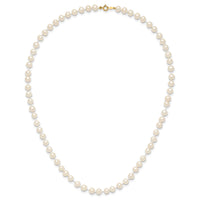 14k 5-6mm White Semi Round Freshwater Cultured Pearl Necklace-XF452-16
