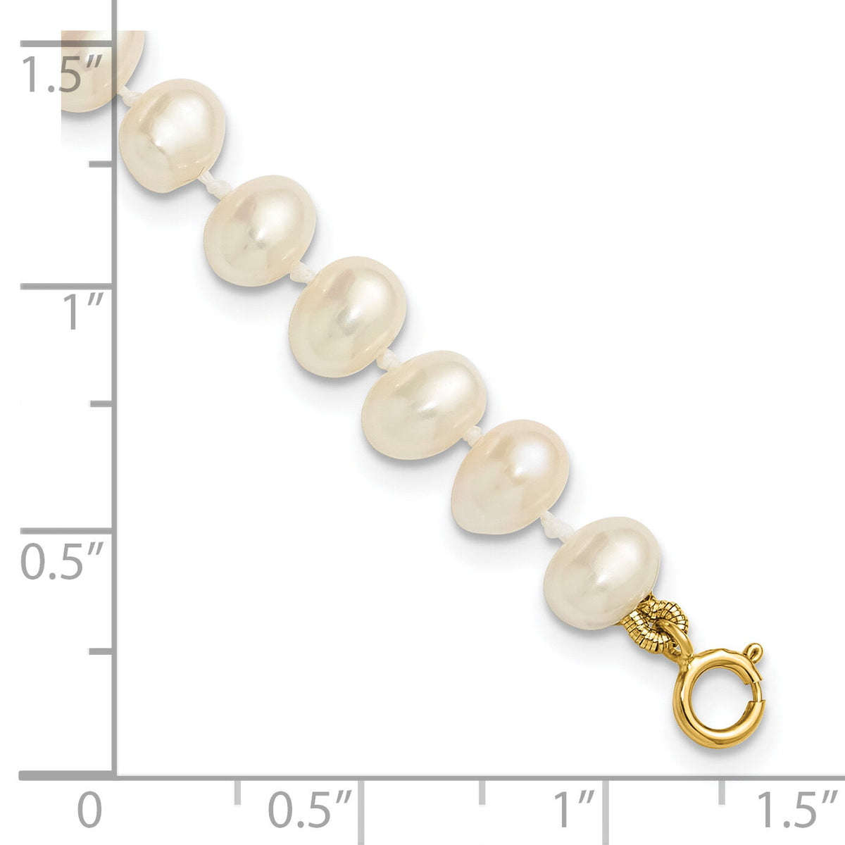 14k 5-6mm White Semi Round Freshwater Cultured Pearl Bracelet-XF452-5
