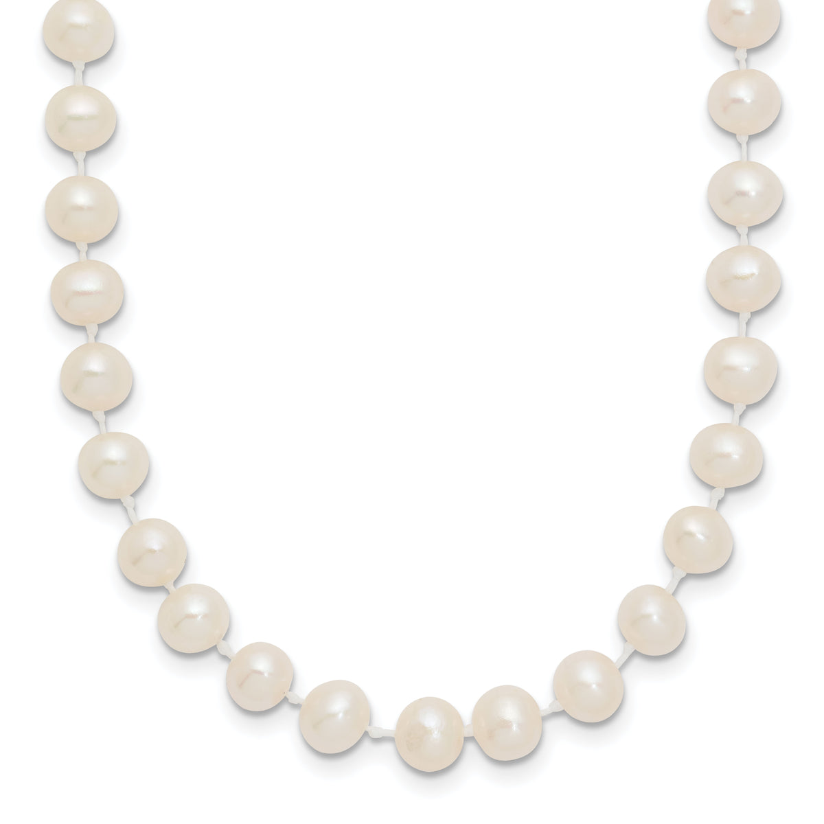 14k 5-6mm White Semi Round Freshwater Cultured Pearl Necklace-XF452-12
