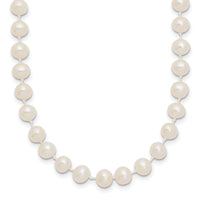 14k 5-6mm White Semi Round Freshwater Cultured Pearl Necklace-XF452-14
