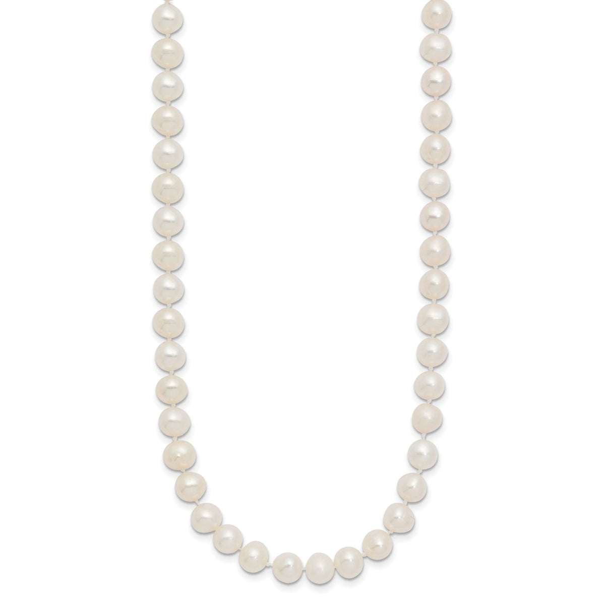 14k 6-7mm White Semi Round Freshwater Cultured Pearl Necklace-XF453-12