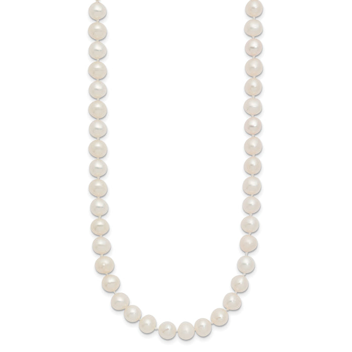 14k 6-7mm White Semi Round Freshwater Cultured Pearl Necklace-XF453-12