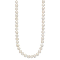 14k 6-7mm White Semi Round Freshwater Cultured Pearl Necklace-XF453-14