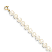 14k 6-7mm White Semi Round Freshwater Cultured Pearl Necklace-XF453-14