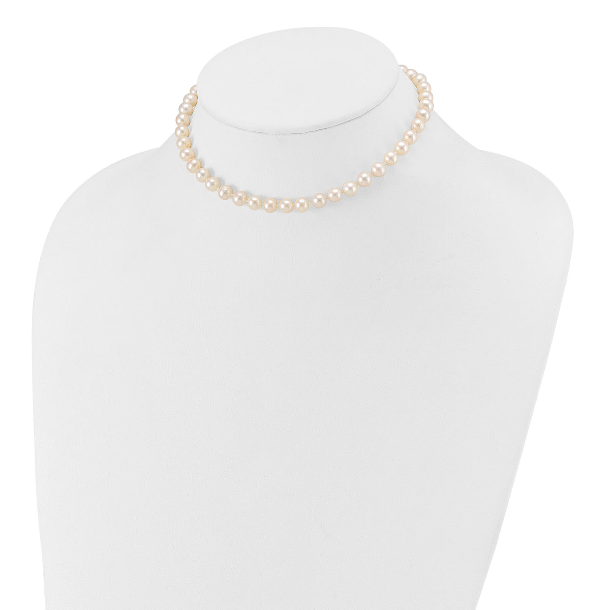 14k 6-7mm White Semi Round Freshwater Cultured Pearl Necklace-XF453-12
