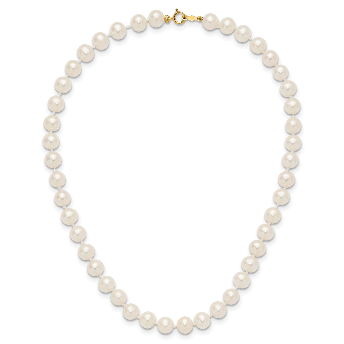 14k 6-7mm White Semi Round Freshwater Cultured Pearl Necklace-XF453-12
