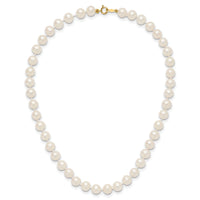 14k 6-7mm White Semi Round Freshwater Cultured Pearl Necklace-XF453-14