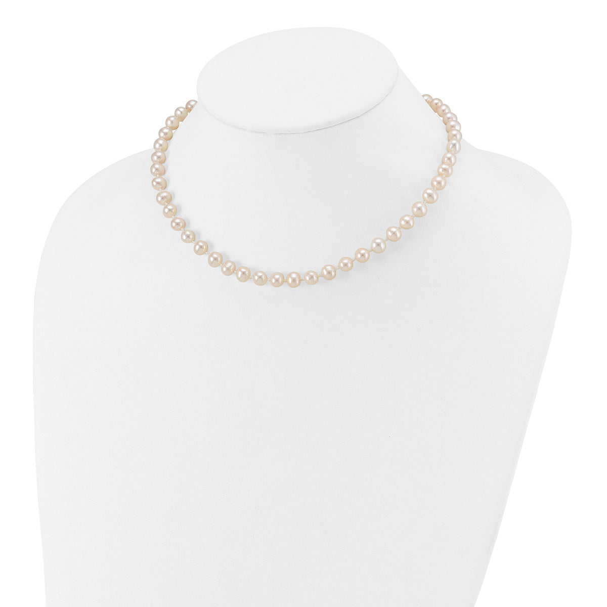 14k 6-7mm White Semi Round Freshwater Cultured Pearl Necklace-XF453-14