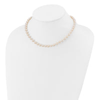 14k 6-7mm White Semi Round Freshwater Cultured Pearl Necklace-XF453-14