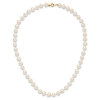 14k 6-7mm White Semi Round Freshwater Cultured Pearl Necklace-XF453-14