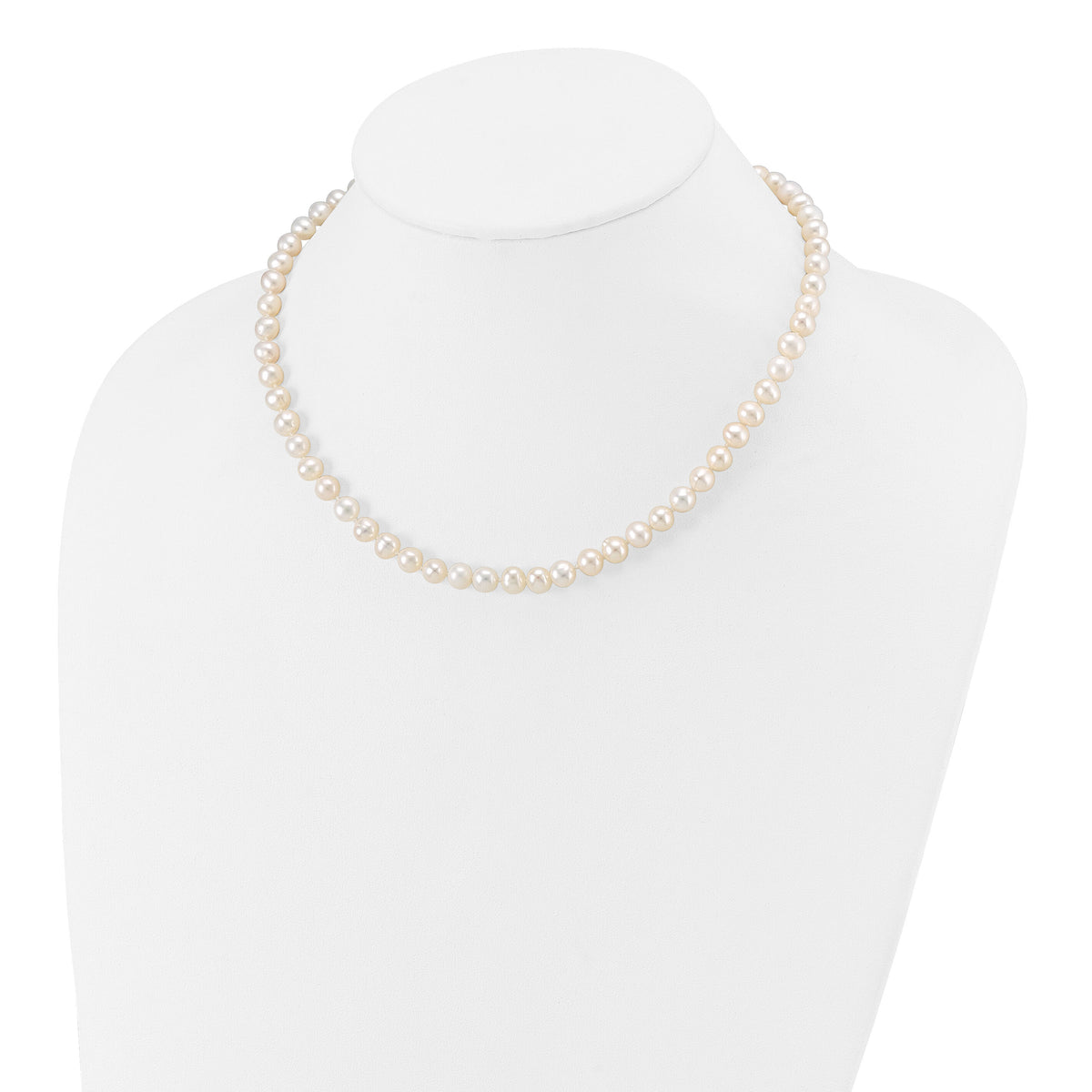 14k 6-7mm White Semi Round Freshwater Cultured Pearl Necklace-XF453-16