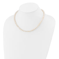14k 6-7mm White Semi Round Freshwater Cultured Pearl Necklace-XF453-16