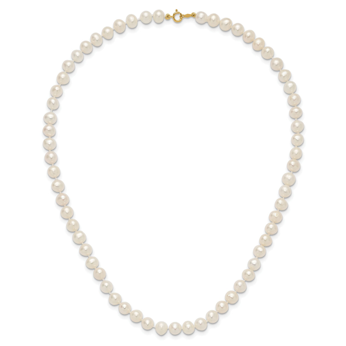 14k 6-7mm White Semi Round Freshwater Cultured Pearl Necklace-XF453-16