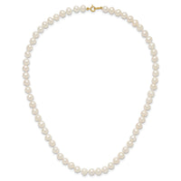 14k 6-7mm White Semi Round Freshwater Cultured Pearl Necklace-XF453-16