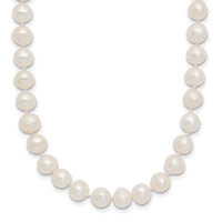 14k 6-7mm White Semi Round Freshwater Cultured Pearl Necklace-XF453-12