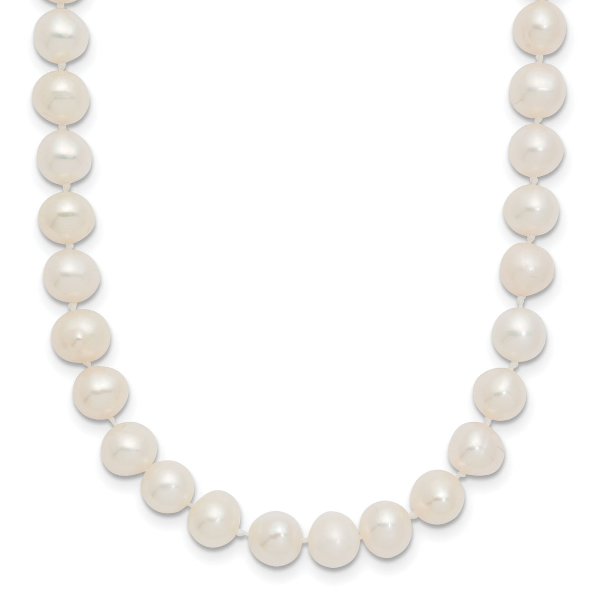 14k 6-7mm White Semi Round Freshwater Cultured Pearl Necklace-XF453-14
