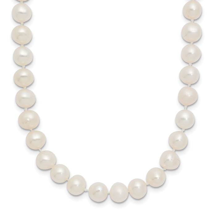 14k 6-7mm White Semi Round Freshwater Cultured Pearl Necklace-XF453-14