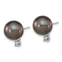 14k WG 9-10mm Rd Saltwater Cultured Tahitian Pearl .10ct Dia. Post Earring-XF458E
