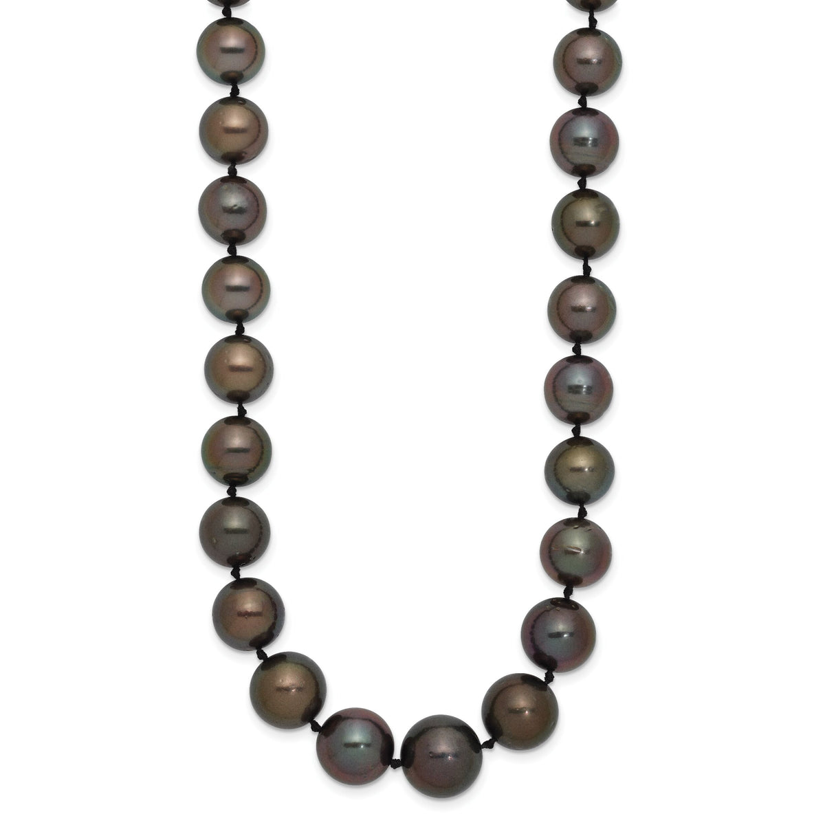 14k WG 9-12mm Semi-round Saltwater Cultured Tahitian Graduated Necklace-XF464-19